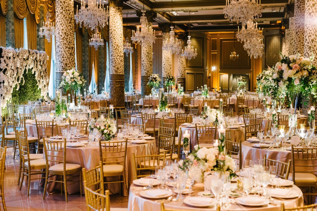 Candlelit luxury wedding reception table